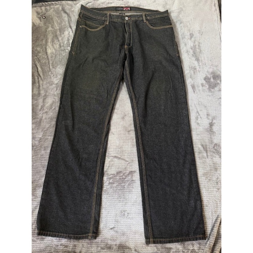 Coogi Authentic Mens Black Dark Straight Leg Denim Jeans Contrast Stitch 38X33